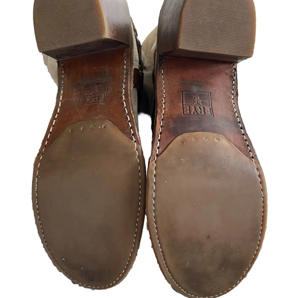 Frye Womens 10 B Carmen Braided Harness Western Riding Slouch Tan Ankle Boots - Picture 11 of 14